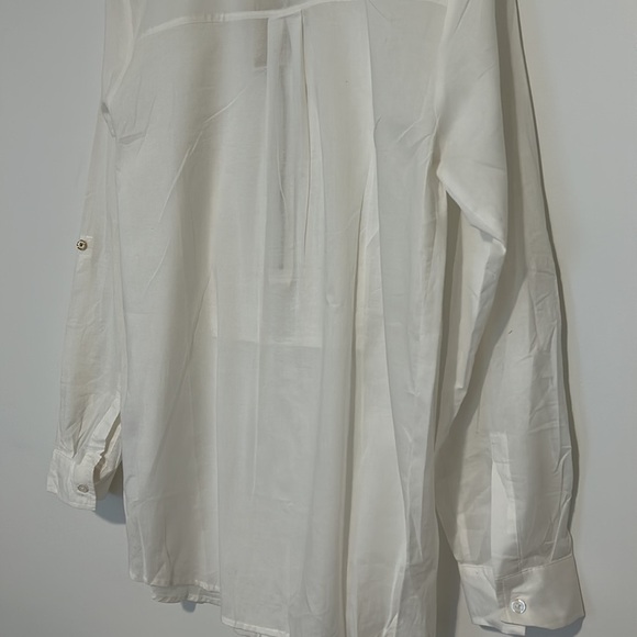 MICHAEL Michael Kors White Zip-Up Blouse, Size 10 - Picture 10 of 11